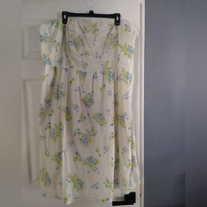 Old Navy 4X yellow flower print strapless dress